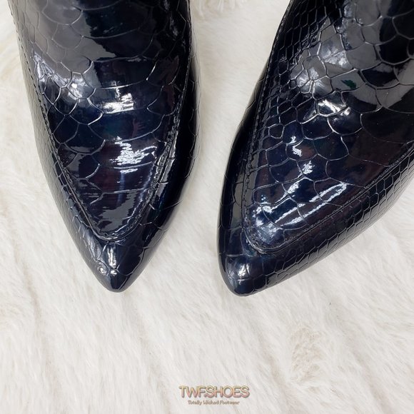 Vibes Black Hologram Modern 4" Cone Heel Ankle boots Restocked - Picture 16 of 16